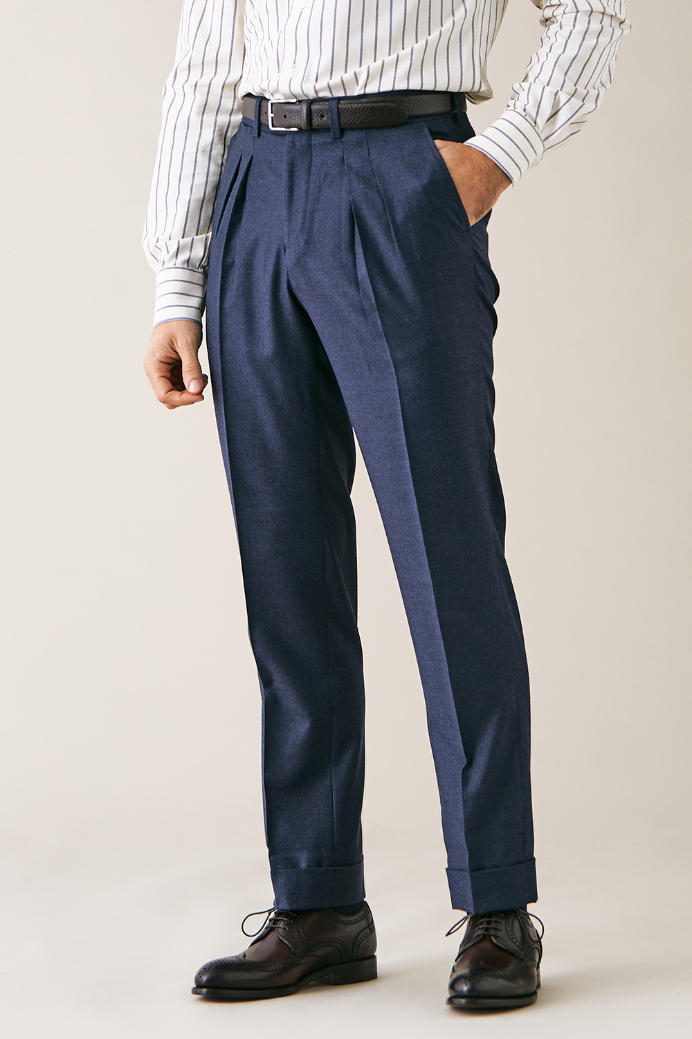 Navy Flannel Hollywood Trousers