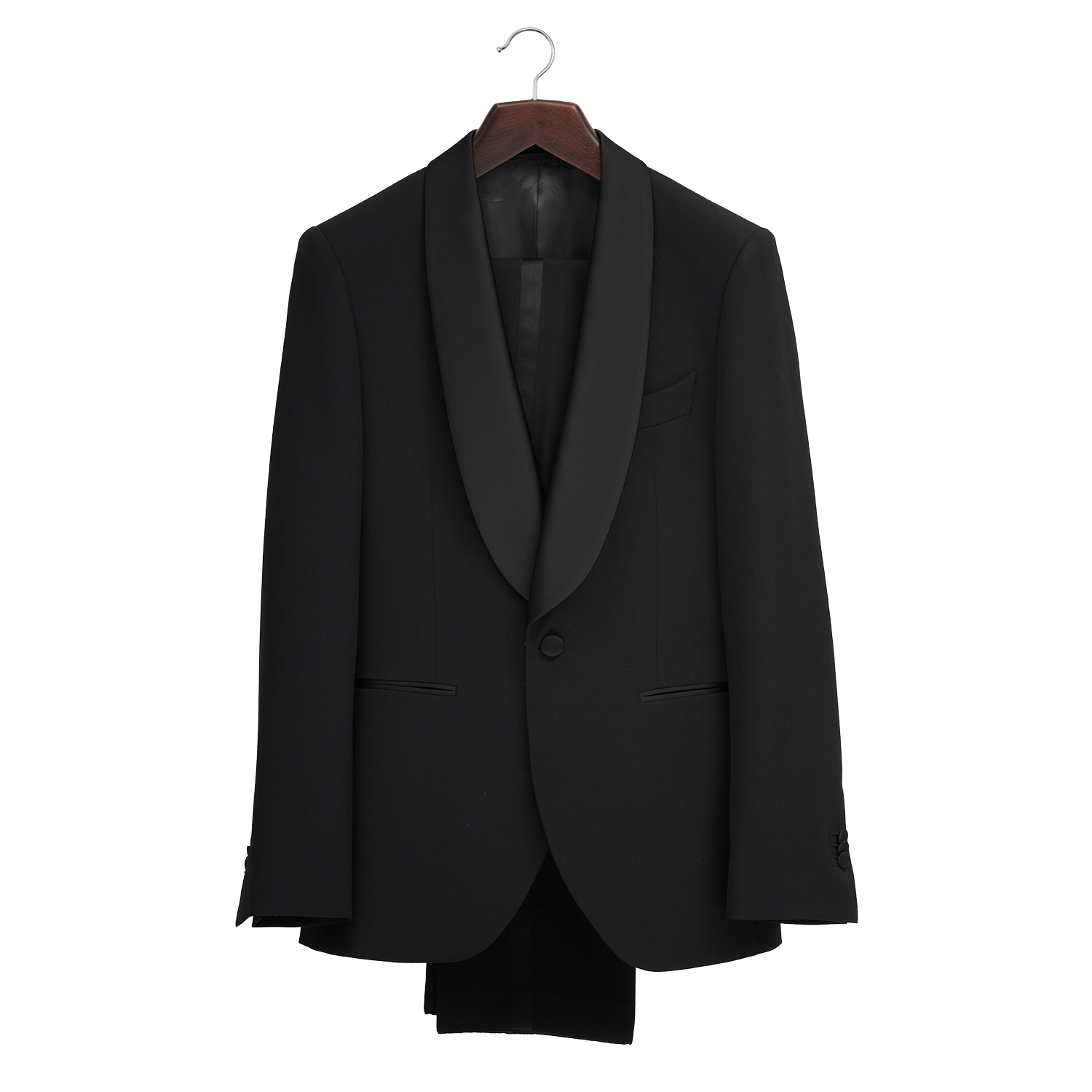 Black Satin Barathea Tuxedo Silk Suspenders