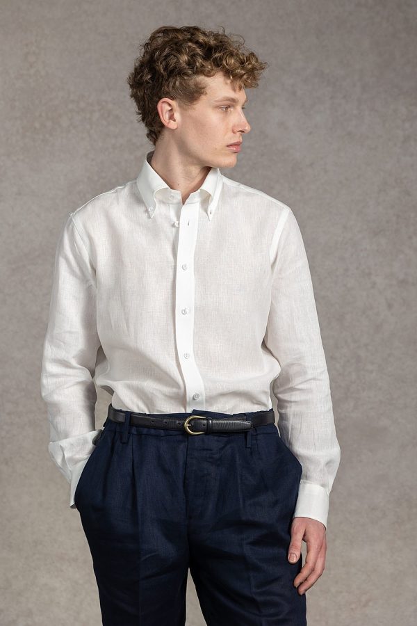Biała lniana koszula BD