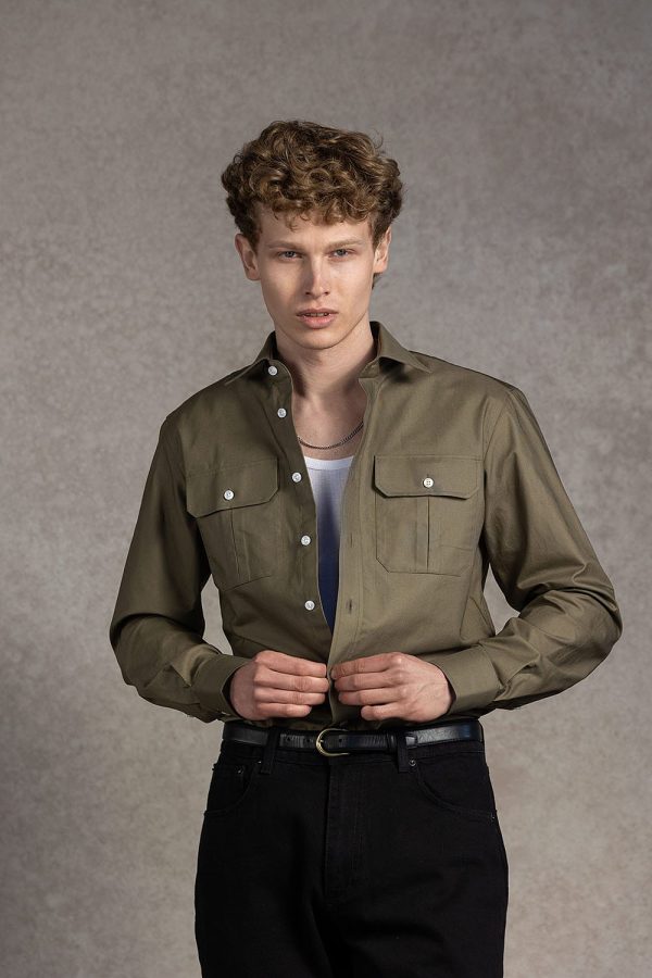 Zielona koszula workwear z oxfordu