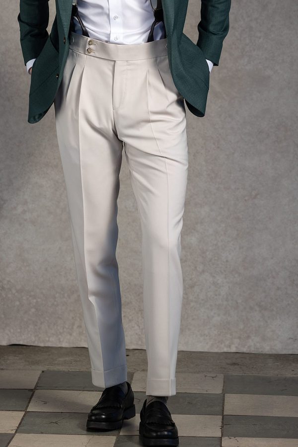 Kremowe spodnie Bedford z tropiku