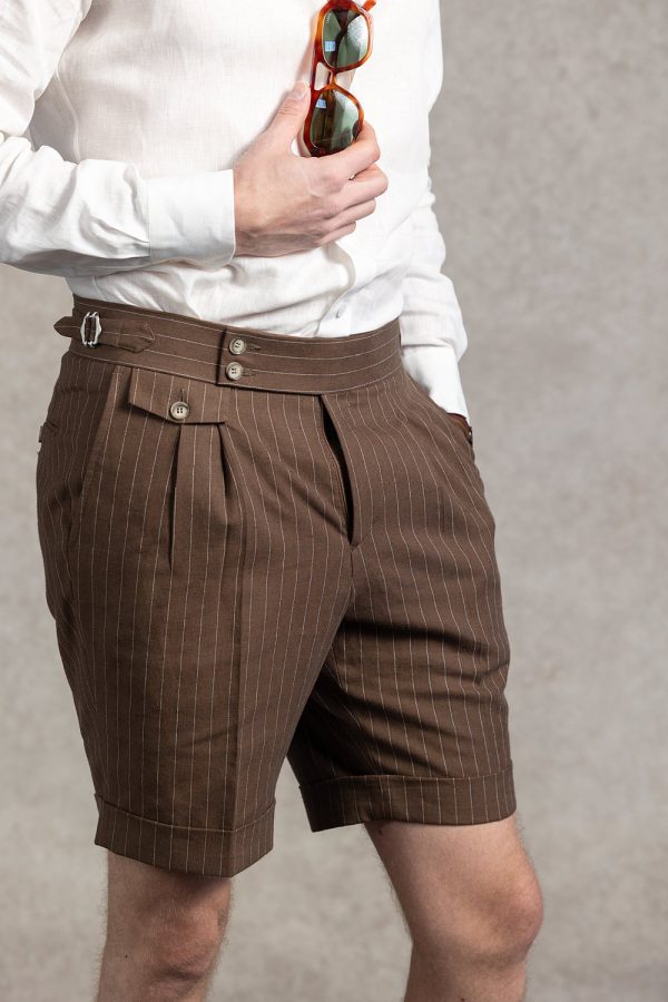 Brązowe spodenki Positano w prążek